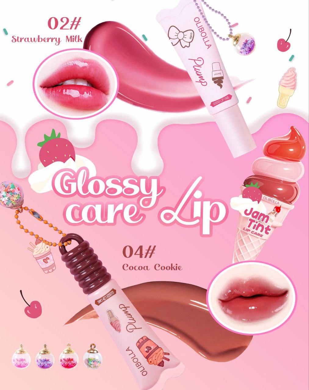 رژ خیس مایع کریستالی تیوپی بستنی اولی بولا Olibolla lip gloss no la-l275 - Image 6