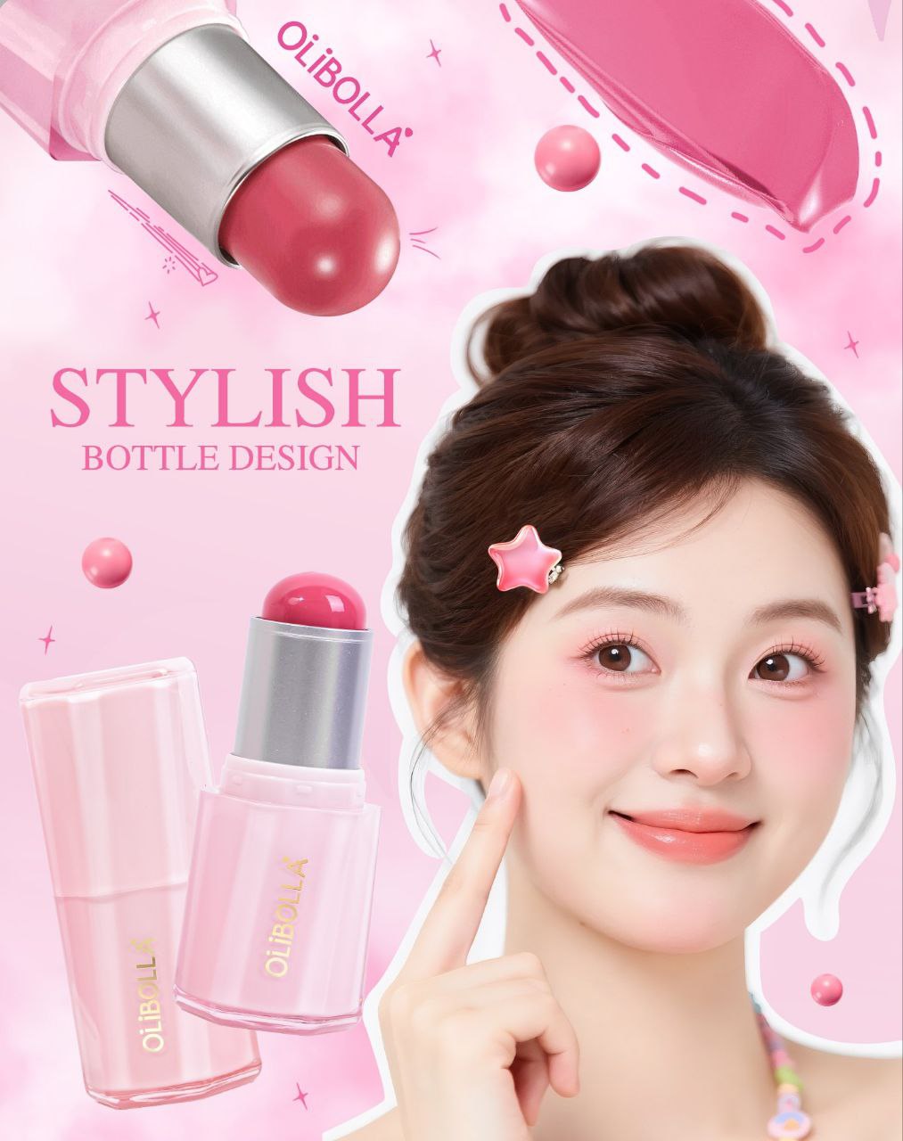 رژگونه خمیری استیکی کره ای اولی بولا Olibolla blush no la-b282 - Image 4