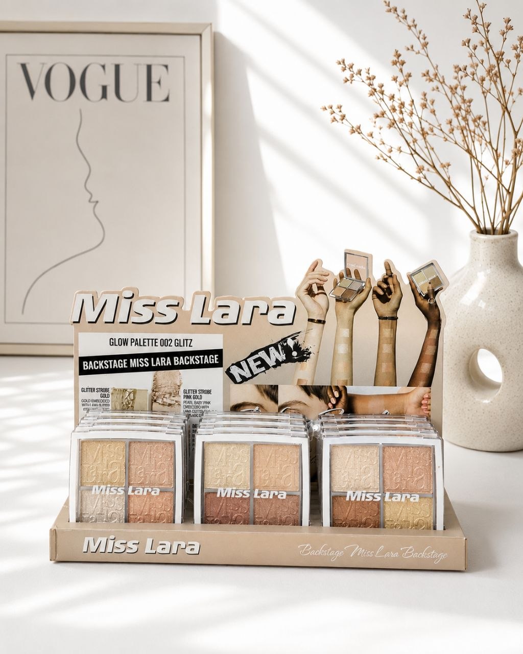 پالت هایلایتر طرح دیور ۴ رنگ میس لارا|Miss Lara Glow Palette