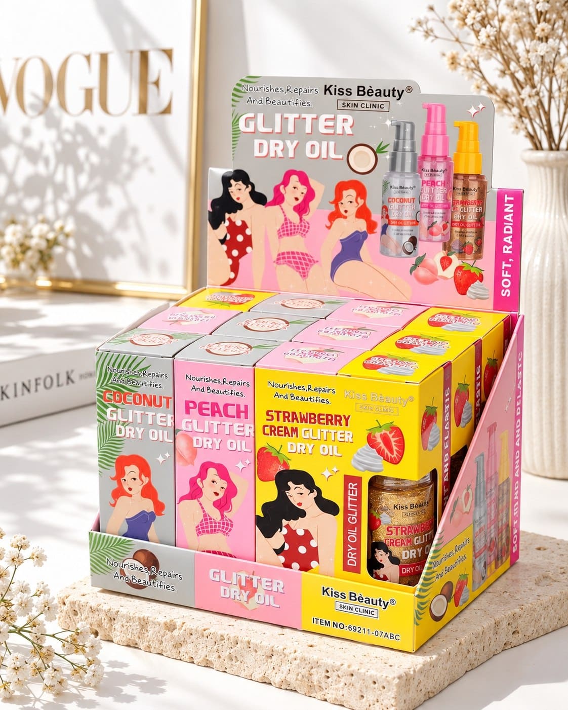 روغن بدن شایندار Kiss Beauty | Glitter Dry Oil - Image 2