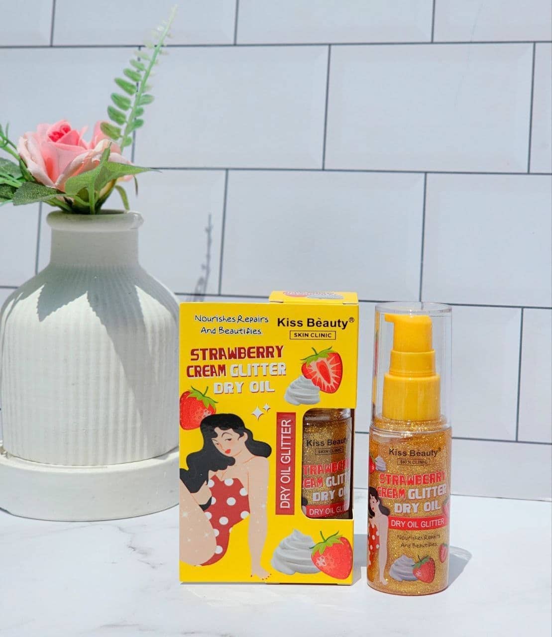 روغن بدن شایندار Kiss Beauty | Glitter Dry Oil