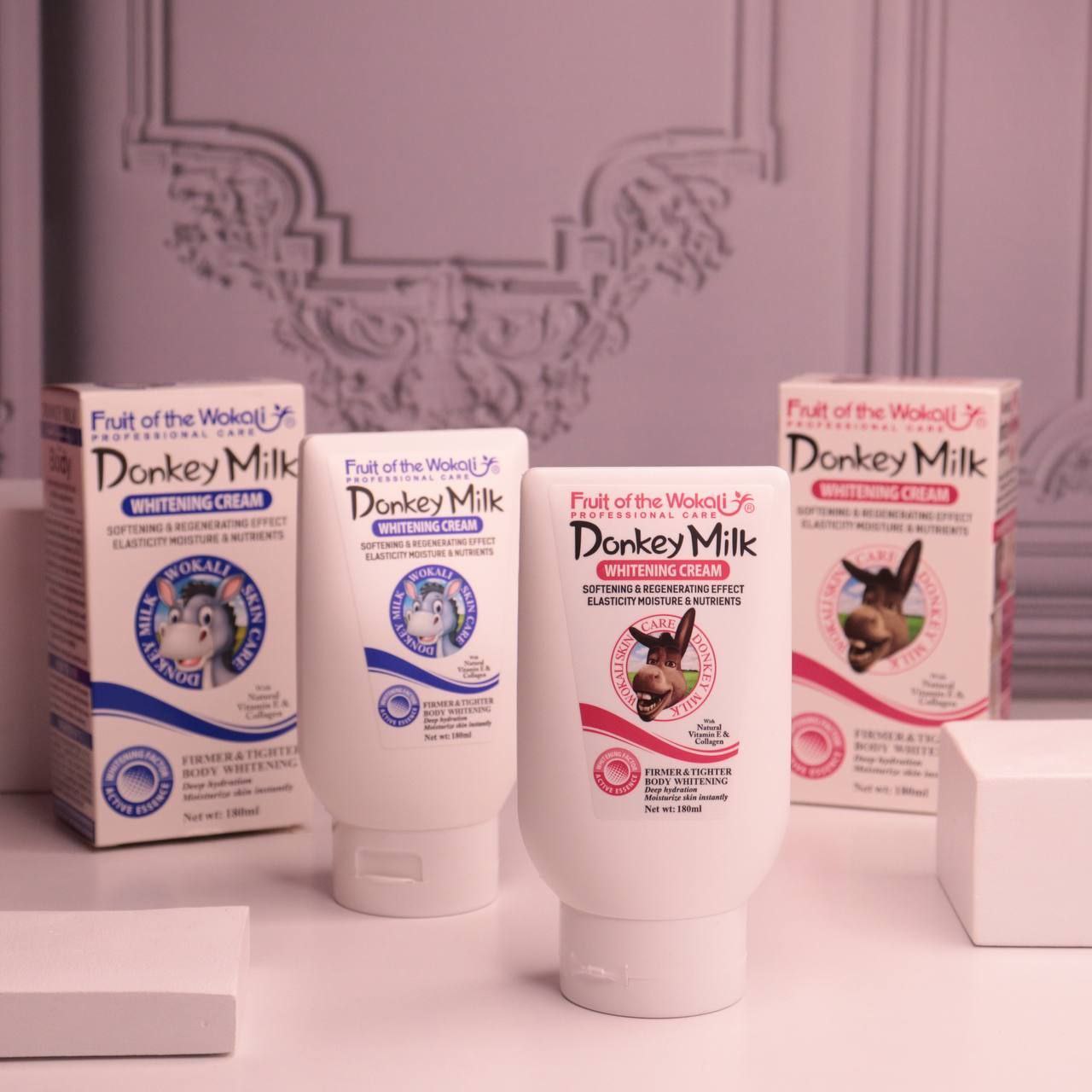 کرم سفیدکننده فوری شیر الاغ ووکالی ۱۸۰ میل | Wokali Donkey Milk Whitening Cream